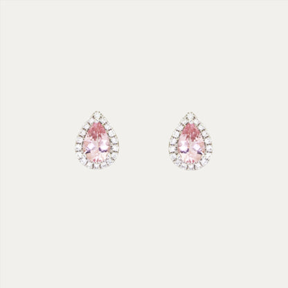 18k白金粉紅摩根鑽石耳環 18k White Gold Morganite Diamond Earrings