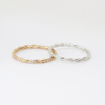 18k白金麻花扭紋鑽石戒指 18k White Gold Twisted Diamond Ring