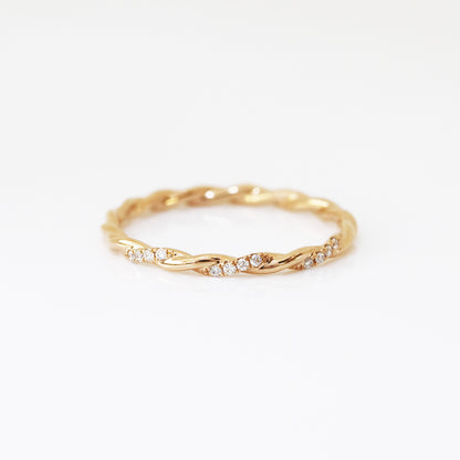 18k玫瑰金麻花扭紋鑽石戒指18k Rose Gold Twisted Diamond Ring