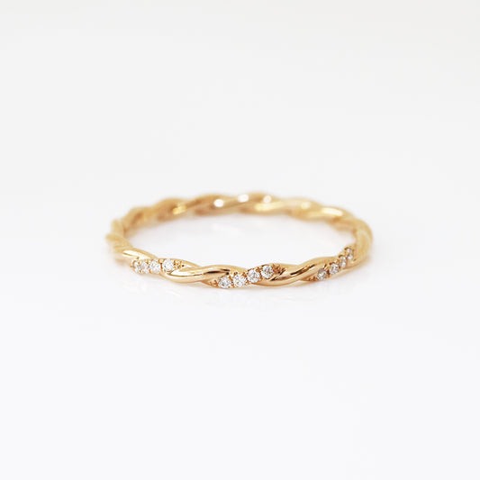 18k玫瑰金麻花扭紋鑽石戒指18k Rose Gold Twisted Diamond Ring