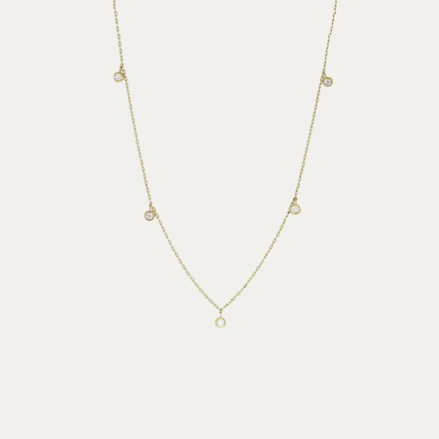 18k Gold 5-stone Bezel Set Diamond Necklace