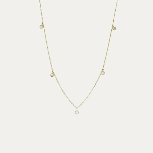 18k Gold 5-stone Bezel Set Diamond Necklace