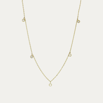 18k Gold 5-stone Bezel Set Diamond Necklace (White/Rose/Yellow Gold)
