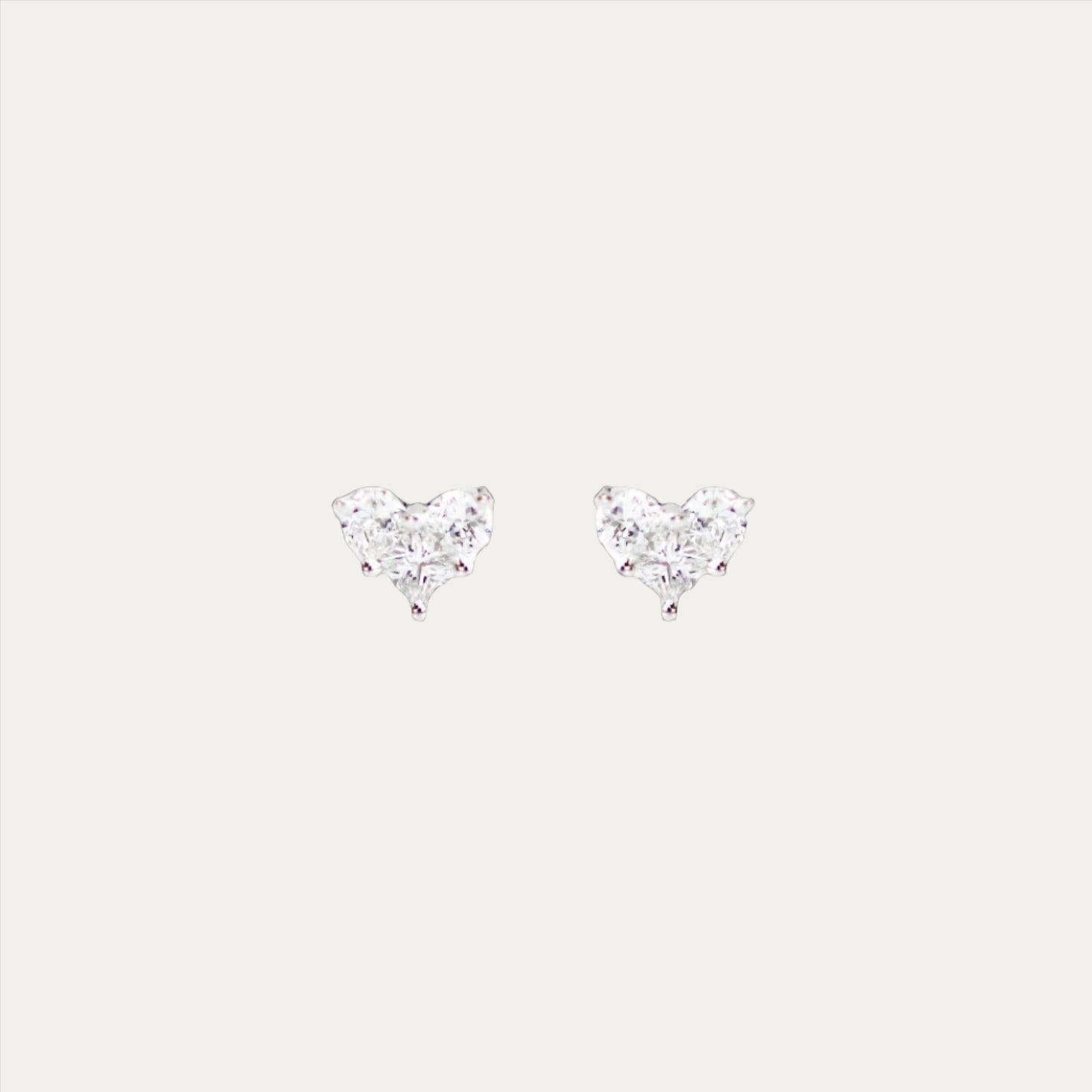 18k White Gold Pie Cut Heart Diamond Earrings, Single or Pair