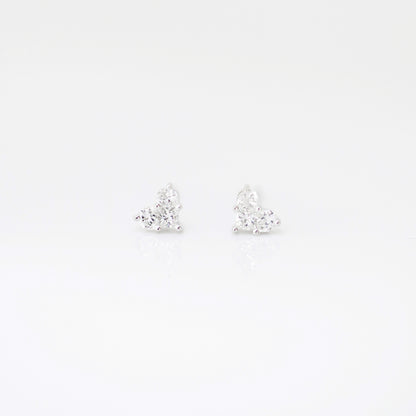 18k White Gold Pie Cut Heart Diamond Earrings, Single or Pair