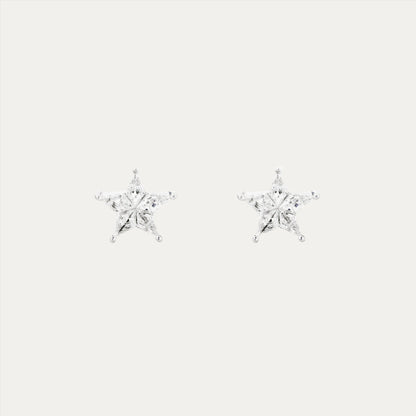 18k White Gold Illusion Pie-Cut Star Diamond Earrings 18k白金星形鑽石耳環