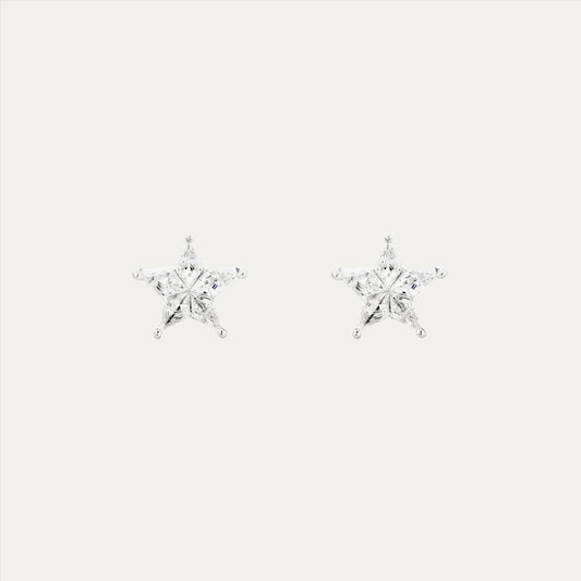 18k White Gold Illusion Pie-Cut Star Diamond Earrings 18k白金星形鑽石耳環