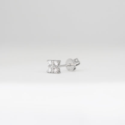 18k White Gold Clover Diamond Earrings, Pair