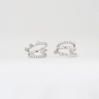 18k Gold 3-row Pavé and Prong Set Diamond Huggie Earrings, Pair-Patrea Jewelry,結婚珠寶 香港,尖沙咀 鑽石珠寶店,香港 GIA鑽石專門店,尖沙咀 訂造結婚戒指, Best jewelry store Tsim Sha Tsui, Tsim Sha Tsui diamond jewelry shop, jewelry showroom hk,輕婚紗首飾, 婚禮耳環,新娘首飾,婚戒推薦, bridal jewelry hk, 18k white gold diamond jewelry,一 卡 鑽石 幾多 錢,買 求婚 戒指,一 卡 鑽石 多少 錢,求婚 戒指 預算,一 卡 鑽石 戒指 價錢,gia 證書,香港 鑽石, natural diamond ring hk, 天然鑽石戒指 香港,求婚 戒指 香港, 鑽戒 訂造, 求婚 一 卡