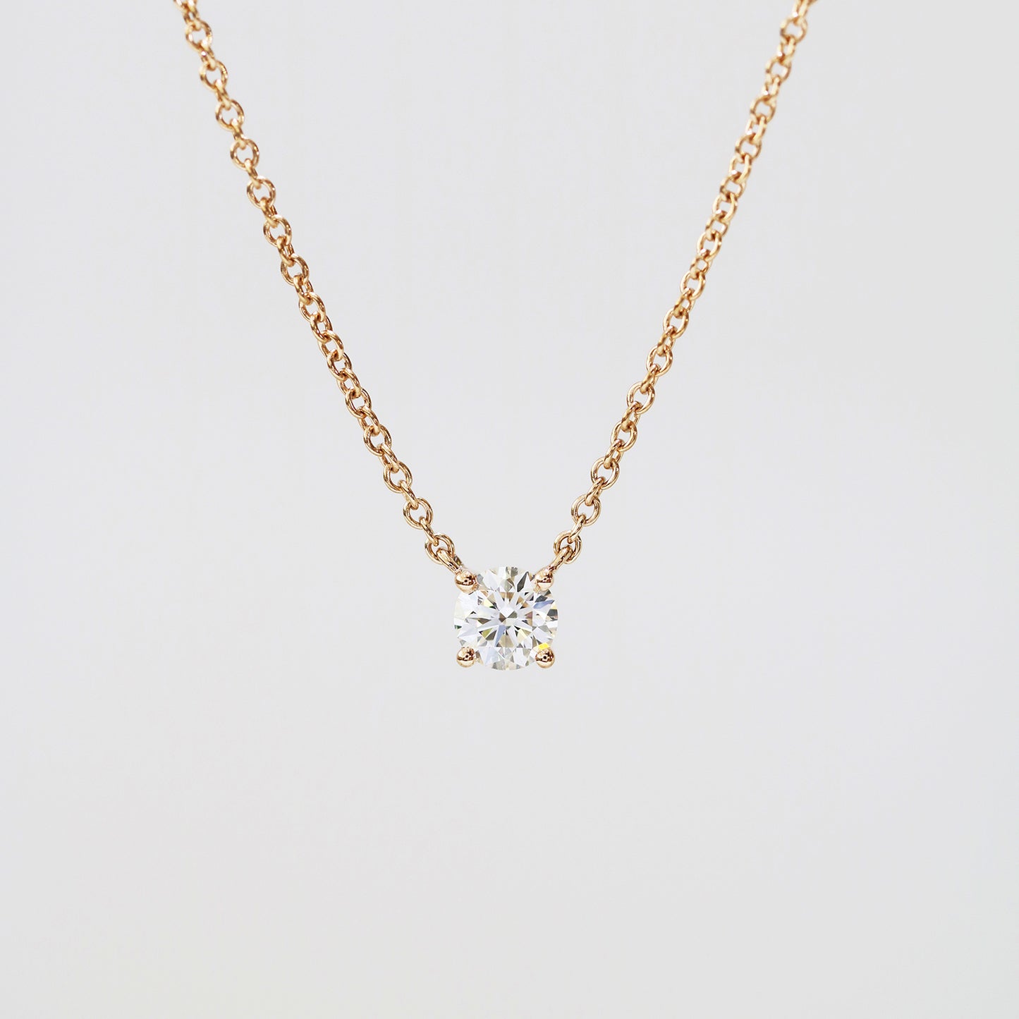 18k Gold Classic Solitaire GIA Certified Diamond Necklace