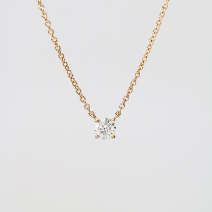 18k Gold Classic Solitaire GIA Certified Diamond Necklace