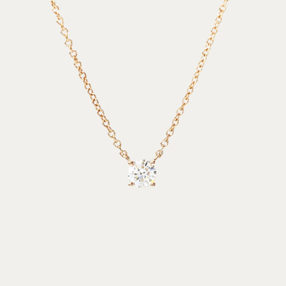 18k Gold Classic Solitaire GIA Certified Diamond Necklace