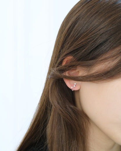 18k Gold 2-row Meteors Diamond Huggie Earrings, Pair