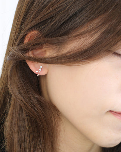 18k Gold 2-row Meteors Diamond Huggie Earrings, Pair