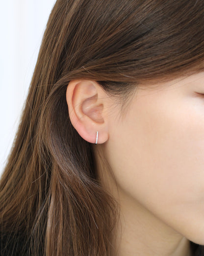 18k Gold 9.5mm Pavé Diamond Huggie Earrings, Single or Pair