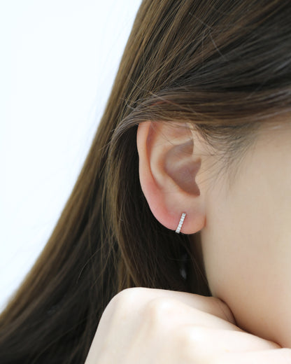 18k Gold 8mm Pavé Diamond Huggie Earrings, Single or Pair