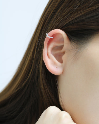 18k Gold 8mm Pavé Diamond Huggie Earrings, Single or Pair