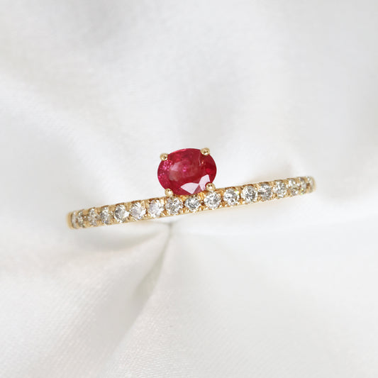 18k玫瑰金紅寶石鑽石戒指 18k Rose Gold Ruby Half Eternity Ring