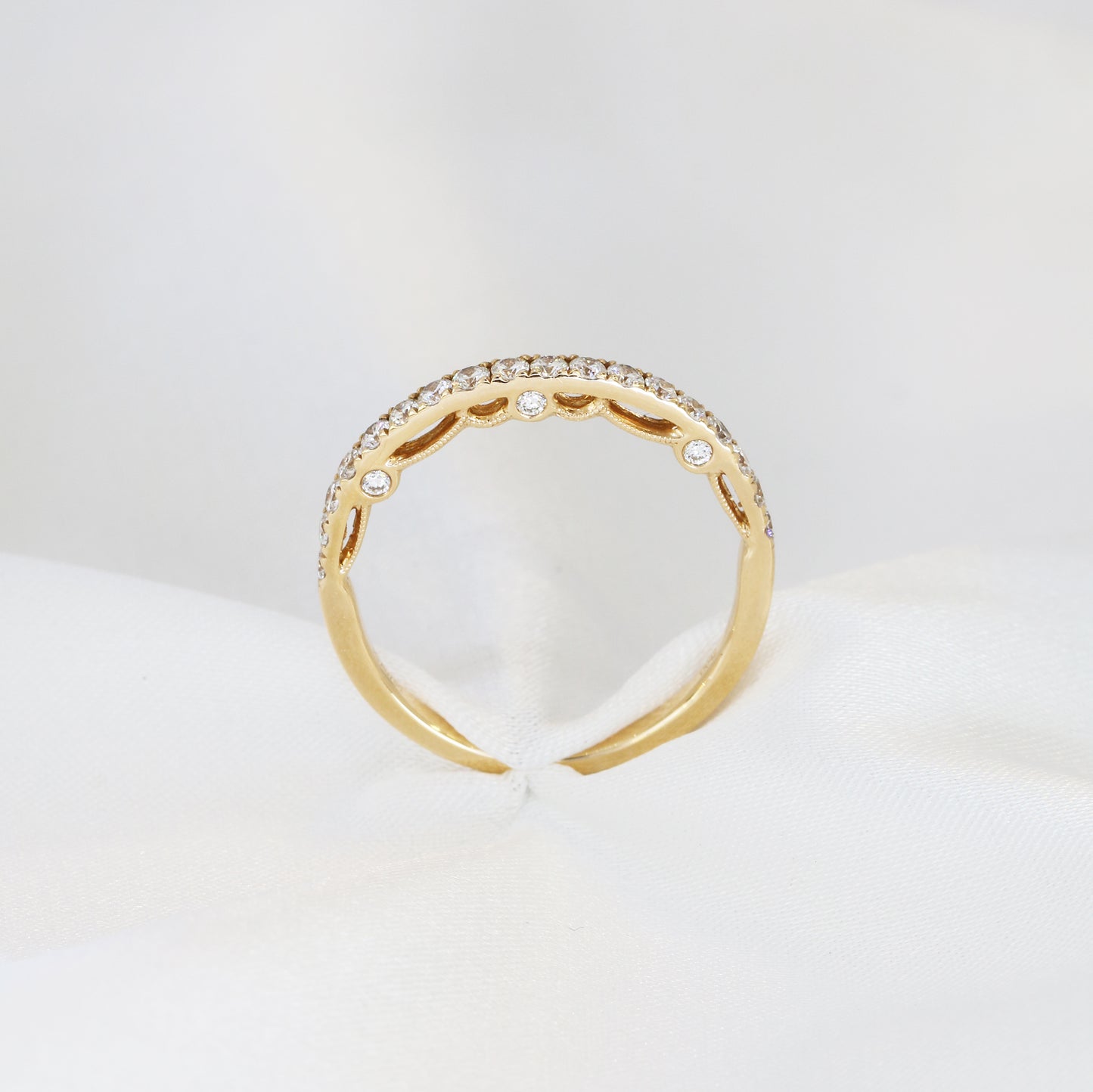 18k玫瑰金三面鑽石蕾絲戒指 18k Rose Gold 3-Sided Lace Eternity Diamond Ring