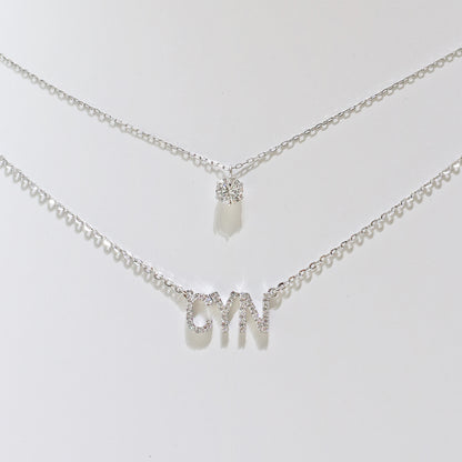 18k Gold Diamond Nameplate Chain Necklace (White/Rose/Yellow Gold)