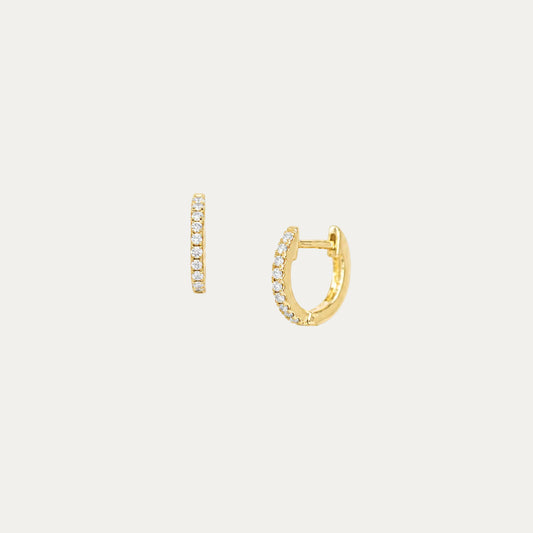 18k Gold 9.5mm Pavé Diamond Huggie Earrings