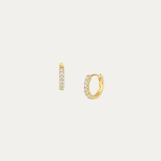 18k Gold 8mm Pavé Diamond Huggie Earrings