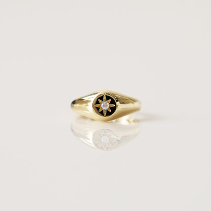 18K黃金星芒印戒 18k Yellow Gold Lumiere Signet Ring
