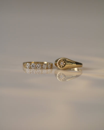 18K黃金星芒印戒 18k Yellow Gold Lumiere Signet Ring