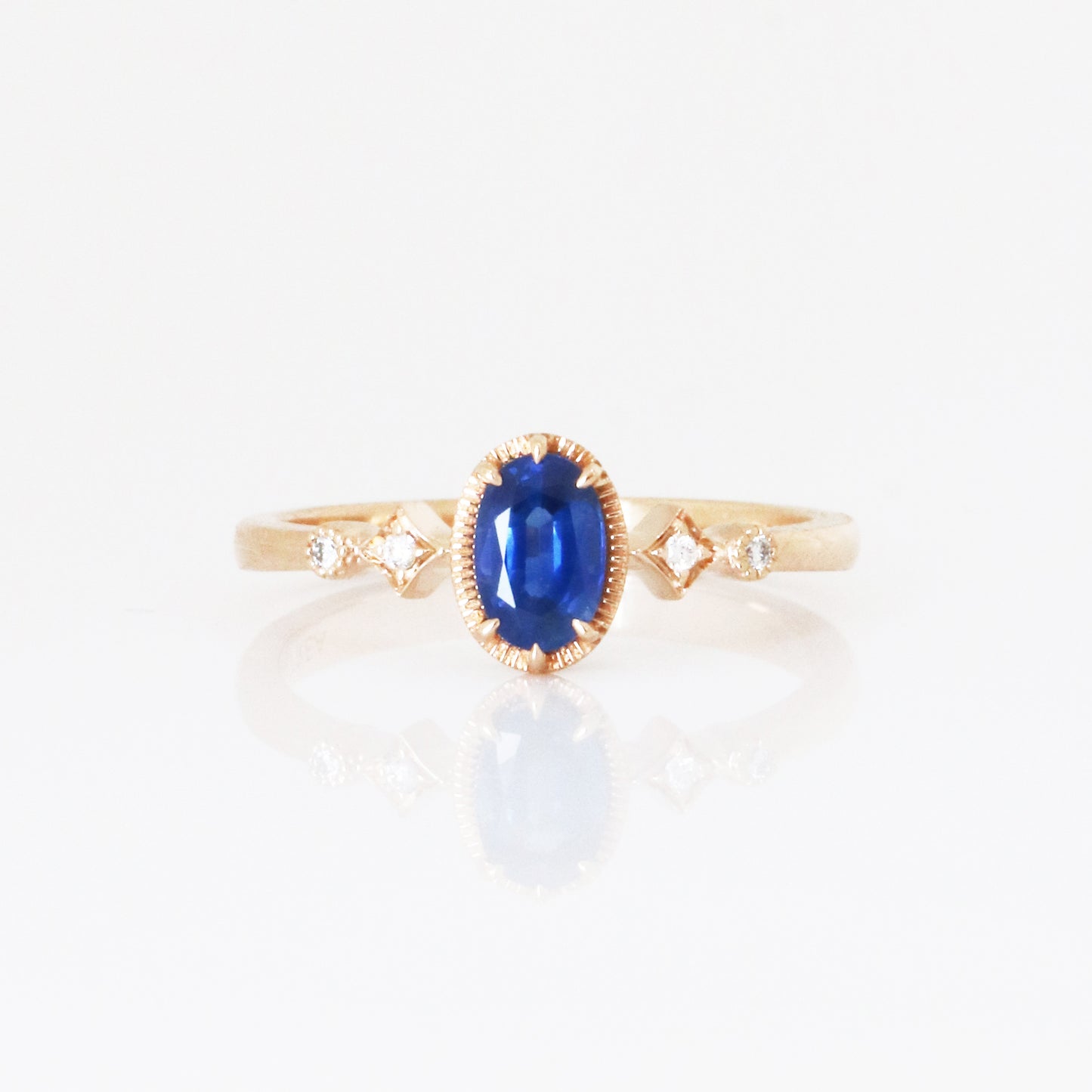 18k玫瑰金復古藍寶石鑽石戒指 18k Rose Gold Vintage Sapphire Diamond Ring