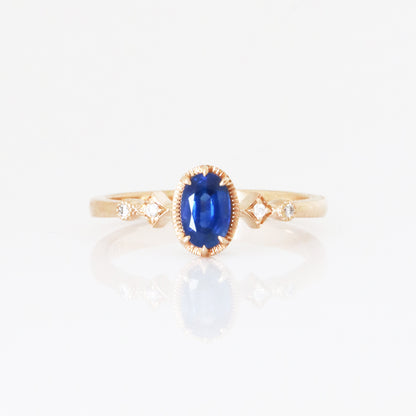 18k玫瑰金復古藍寶石鑽石戒指 18k Rose Gold Vintage Sapphire Diamond Ring