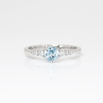 18k白金海藍寶鑽石戒指 18k White Gold Aquamarine Diamond Ring