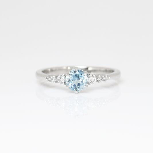 18k白金海藍寶鑽石戒指 18k White Gold Aquamarine Diamond Ring