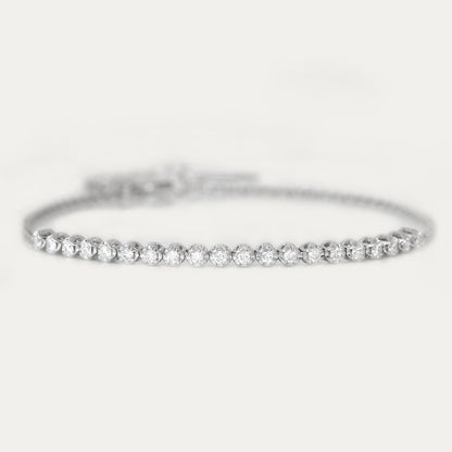 0.25ct Round Diamond Half Tennis Bracelet (White/Rose/Yellow Gold)