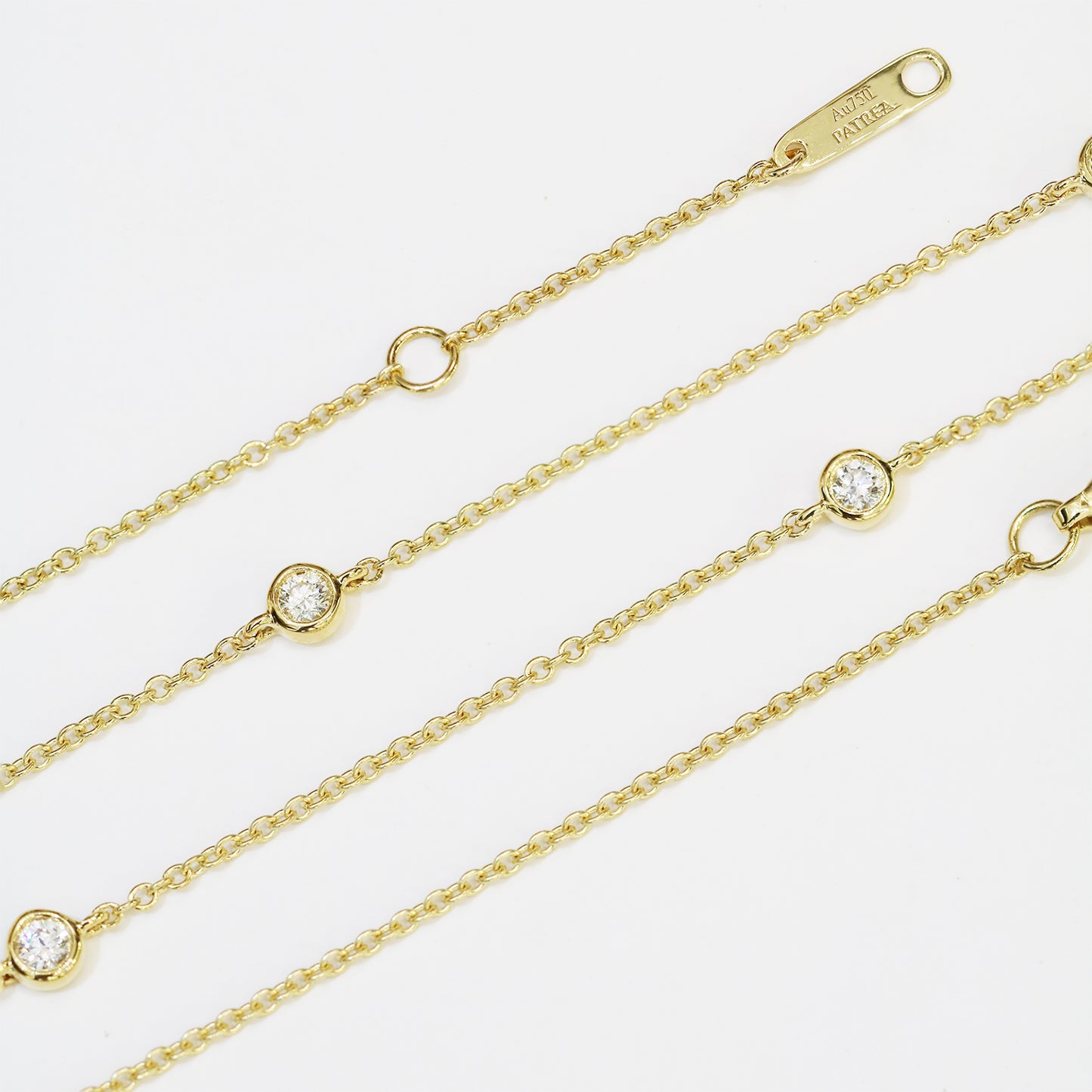 18k Yellow Gold Bezel Set Diamond Necklace