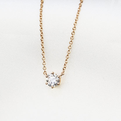 18k Gold Classic Solitaire GIA Certified Diamond Necklace