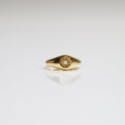 18K黃金星芒印戒 18k Yellow Gold Lumiere Signet Ring