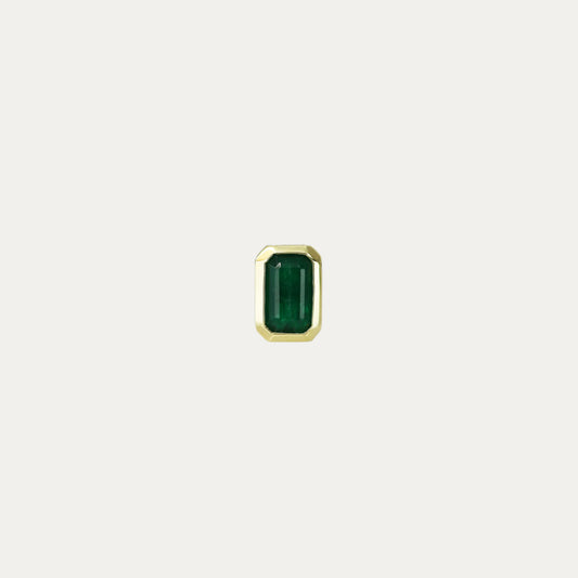 18k Yellow Gold Emerald Stud Single Earring, Single