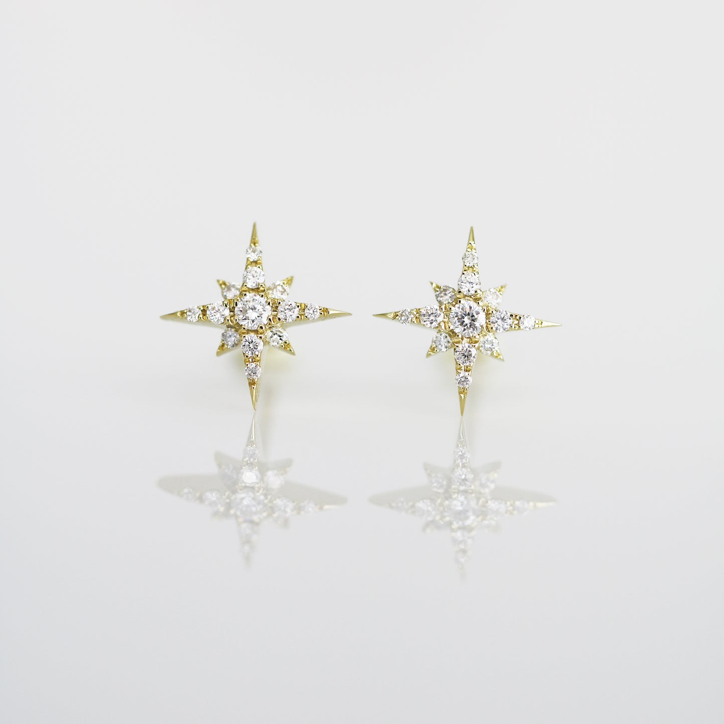 18k Gold Meteorites Diamond Earrings, Pair