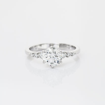 Borage Vintage 18k White Gold 6-Prong Round Brilliant Diamond Engagement Ring Setting 18k白金六爪復古求婚鑽石戒指款式