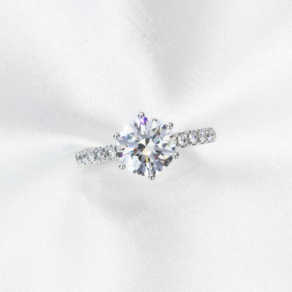 Eustoma Eternity 18k White Gold 6-Prong Hidden Halo Diamond Engagement Ring Setting 18k白金六爪永恆求婚鑽石戒指款式
