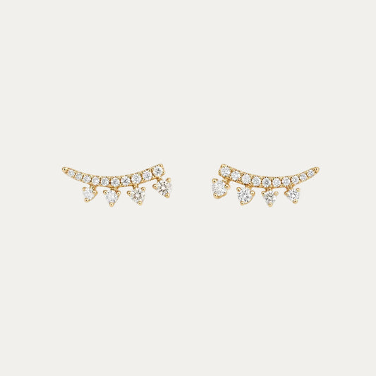 18k Gold Lashes Style Diamond Ear Crawler Earrings