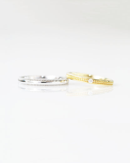 My One and Only 18k Yellow / White Gold Beaded Wedding Rings
結婚對戒／情侶對戒
18k白金/黃金轆珠邊工藝手工戒指