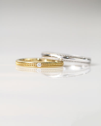 My One and Only 18k Yellow / White Gold Beaded Wedding Rings
結婚對戒／情侶對戒
18k白金/黃金轆珠邊工藝手工戒指