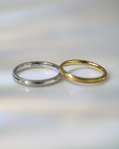 My One and Only 18k Yellow / White Gold Beaded Wedding Rings
結婚對戒／情侶對戒
18k白金/黃金轆珠邊工藝手工戒指