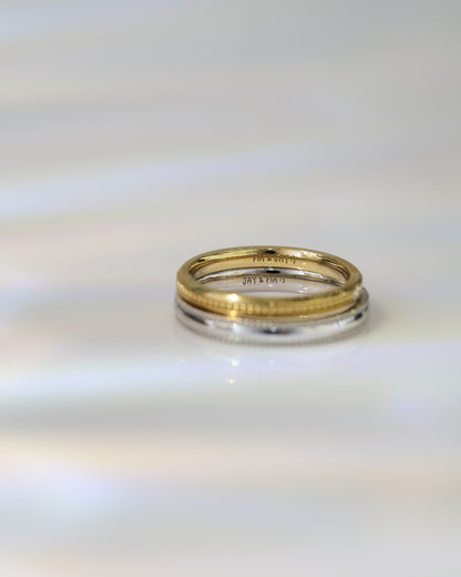 My One and Only 18k Yellow / White Gold Beaded Wedding Rings
結婚對戒／情侶對戒
18k白金/黃金轆珠邊工藝手工戒指