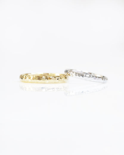 Hammered Classic Wedding Bands 結婚對戒／情侶對戒 18K黃金/白金匠人手作金工鎚紋戒指