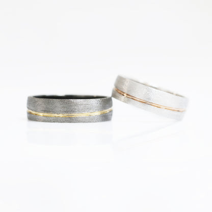 Black Gold with Yellow Gold White gold with Rose Gold Wedding Bands
結婚對戒／情侶對戒
18K黑金配金線設計戒指