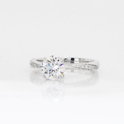 Carnation Eternity 18k White Gold 4-Prong Wavy Round Brilliant Diamond Engagement Ring Setting 18k白金四爪永恆求婚鑽石戒指款式