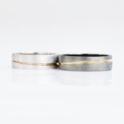 Black Gold with Yellow Gold & White gold with Rose Gold Wedding Bands
結婚對戒／情侶對戒
18K黑金配金線設計戒指