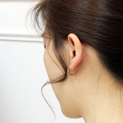 18k Rose Gold Heart Huggie Earrings, Pair